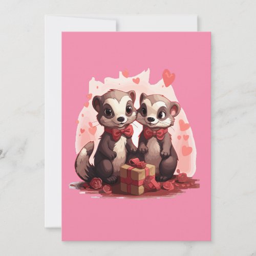 Sweet Ferrets Happy Valentines day Invitation