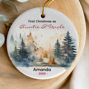 Sweet Festive First Christmas Auntie Uncle Ceramic Ornament