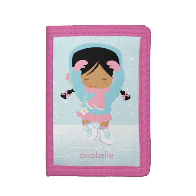 Sweet Figure Skating Girl Tri-fold Wallet (Front Vertical)