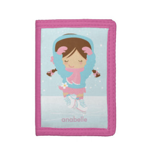 Sweet Figure Skating Girl Tri-fold Wallet