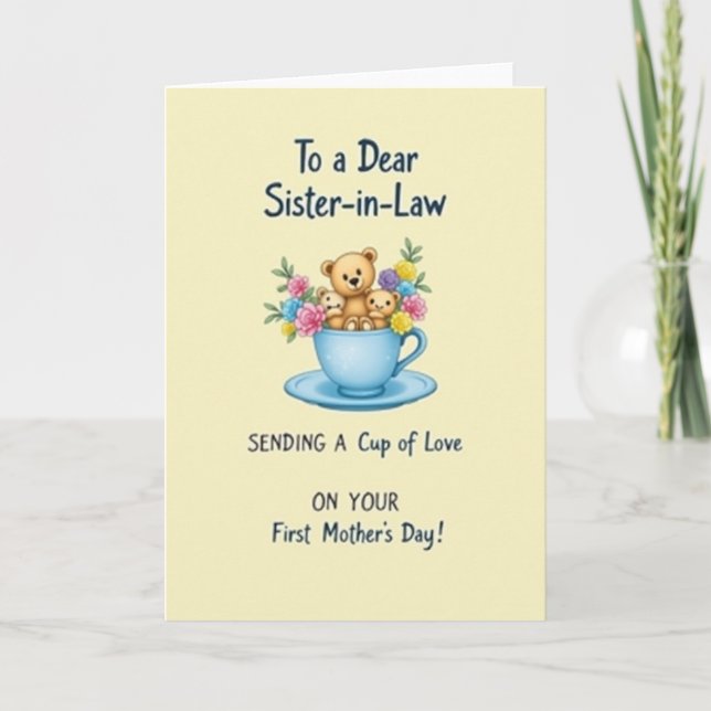 Sweet First Mothers Day Bear Card (Front)
