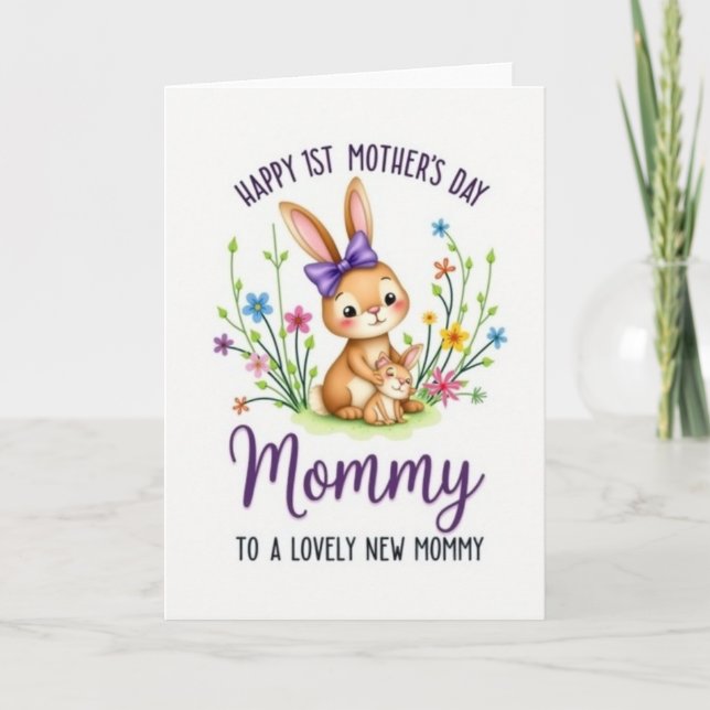 Sweet First Mothers Day Bunny Card (Front)