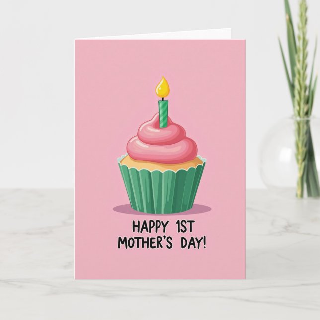 Sweet First Mothers Day Cupcake Card (Front)
