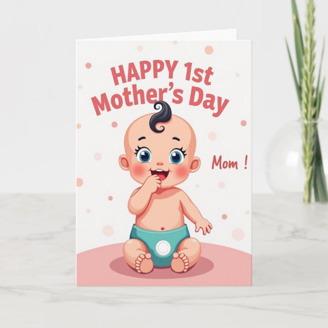 Sweet First Mothers Day Mom Card (Front)