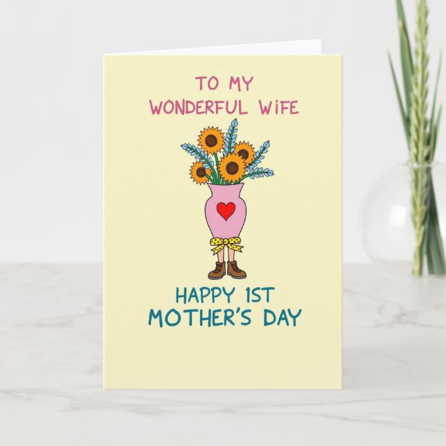 Sweet First Mothers Day Vase Card (Front)