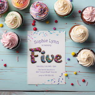 Sweet "Five" Cookie Sprinkles Kids' 5th Birthday Invitation