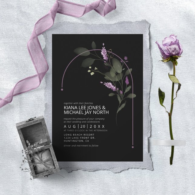 Sweet Floral Arch Wedding Lilac ID998 Invitation (Creator Uploaded)