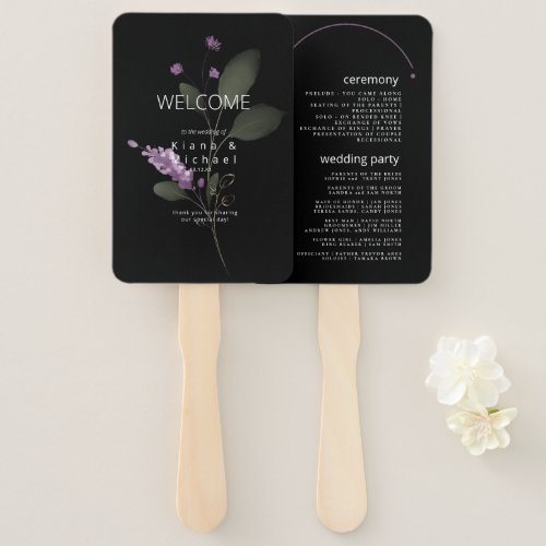 Sweet Floral Arch Wedding Program Lilac ID998 Hand Fan