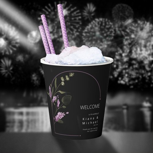 Sweet Floral Arch Wedding Welcome Lilac ID998 Paper Cups