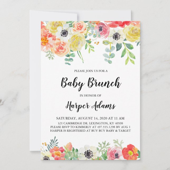 Sweet Floral Baby Brunch Invitation (Front)