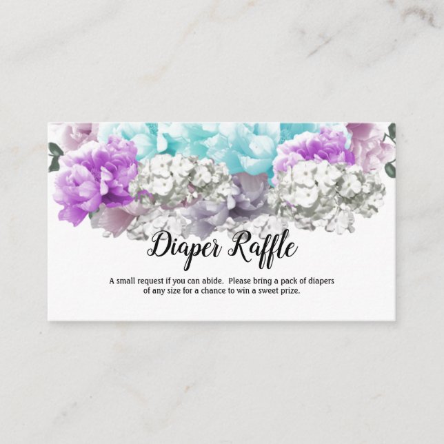 Sweet Floral Baby Shower Diaper Raffle Card (Front)