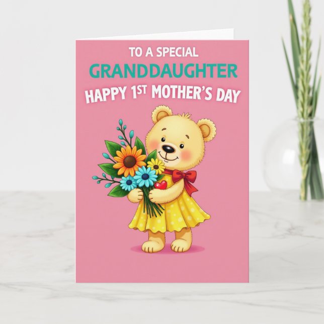 Sweet Floral Bear Card (Front)