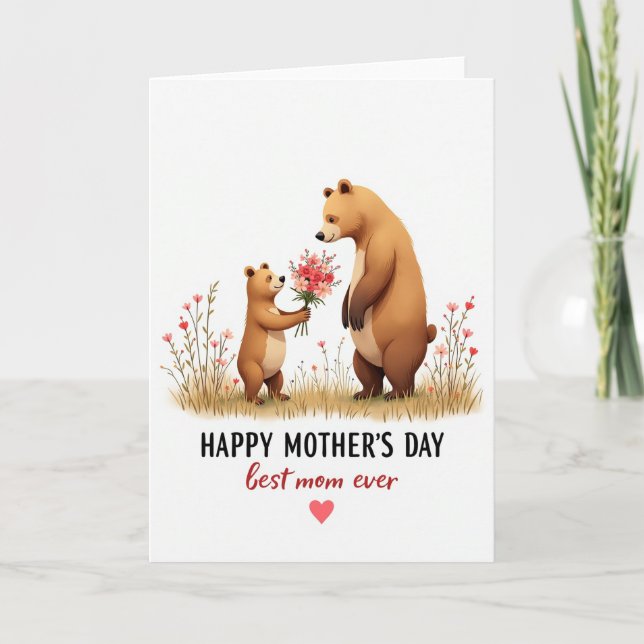 Sweet Floral Bears Mothers Day Card (Front)