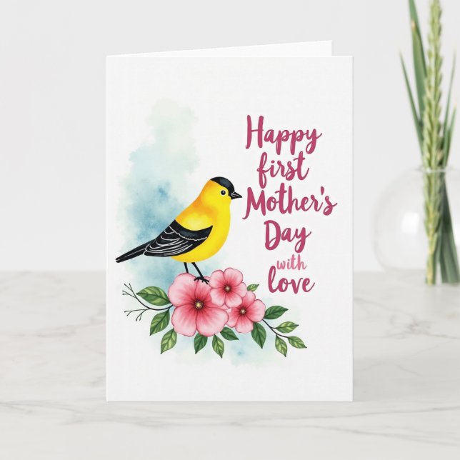 Sweet Floral Bird Mothers Day Card (Front)