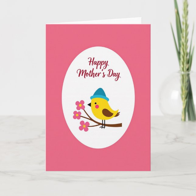 Sweet Floral Birdie Mothers Day Card (Front)
