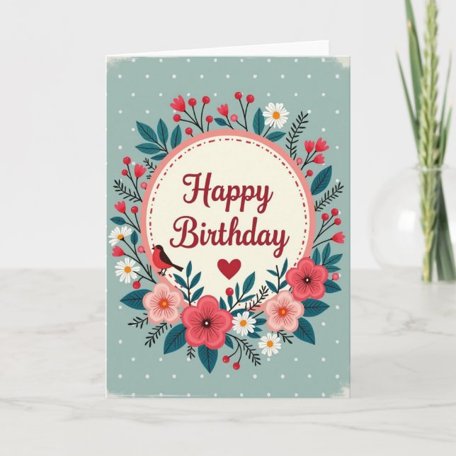 Sweet Floral Birthday Card (Front)