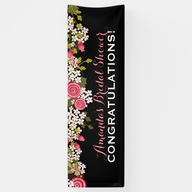 Sweet Floral Bridal Shower Congratulations Banner