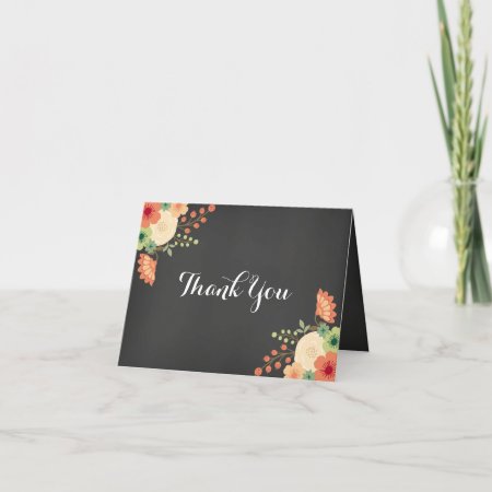 Sweet Floral Chalkboard Thank You Card