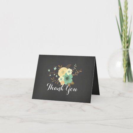 Sweet Floral Chalkboard Thank You Card
