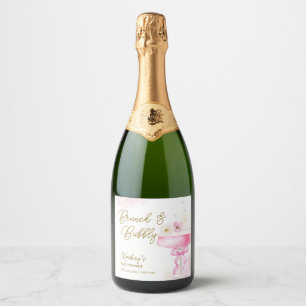 Sweet Floral Champagne Brunch Bubbly Baby Shower  Sparkling Wine Label