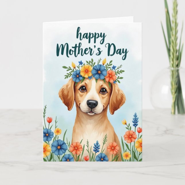 Sweet Floral Dog Mothers Day Card (Front)