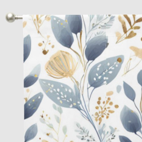 Sweet Floral Dusty Blue Gold ID1045 Blackout Curtains