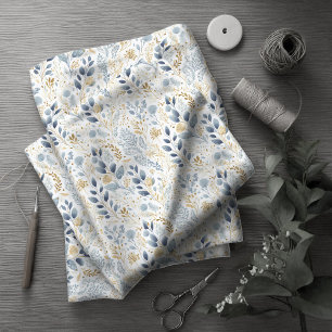 Sweet Floral Dusty Blue Gold ID1045 Fabric