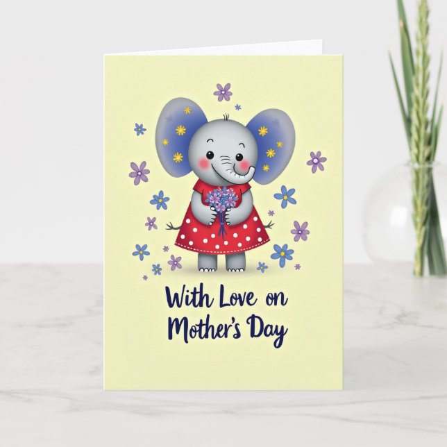 Sweet Floral Elephant Card (Front)