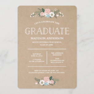 Sweet Floral Graduation Invitation