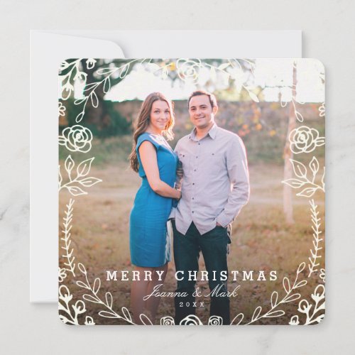 Sweet Floral Holiday Photo Card