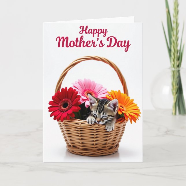 Sweet Floral Kitten Card (Front)