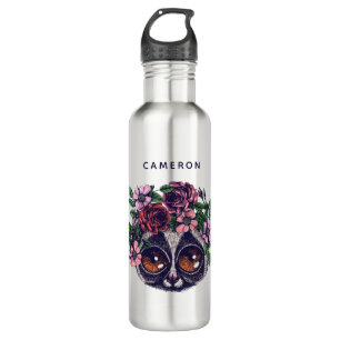 Sweet Floral Lemur Add Your Name Stainless Steel Water Bottle