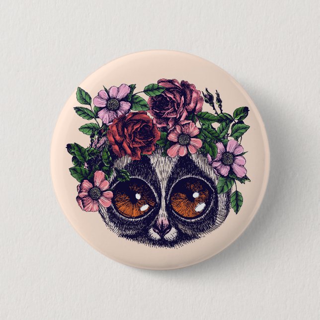 Sweet Floral Lemur Button (Front)