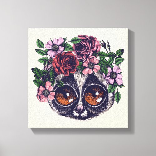 Sweet Floral Lemur Canvas Print