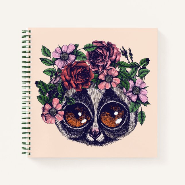Sweet Floral Lemur Notebook (Front)