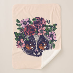 Sweet Floral Lemur Sherpa Blanket