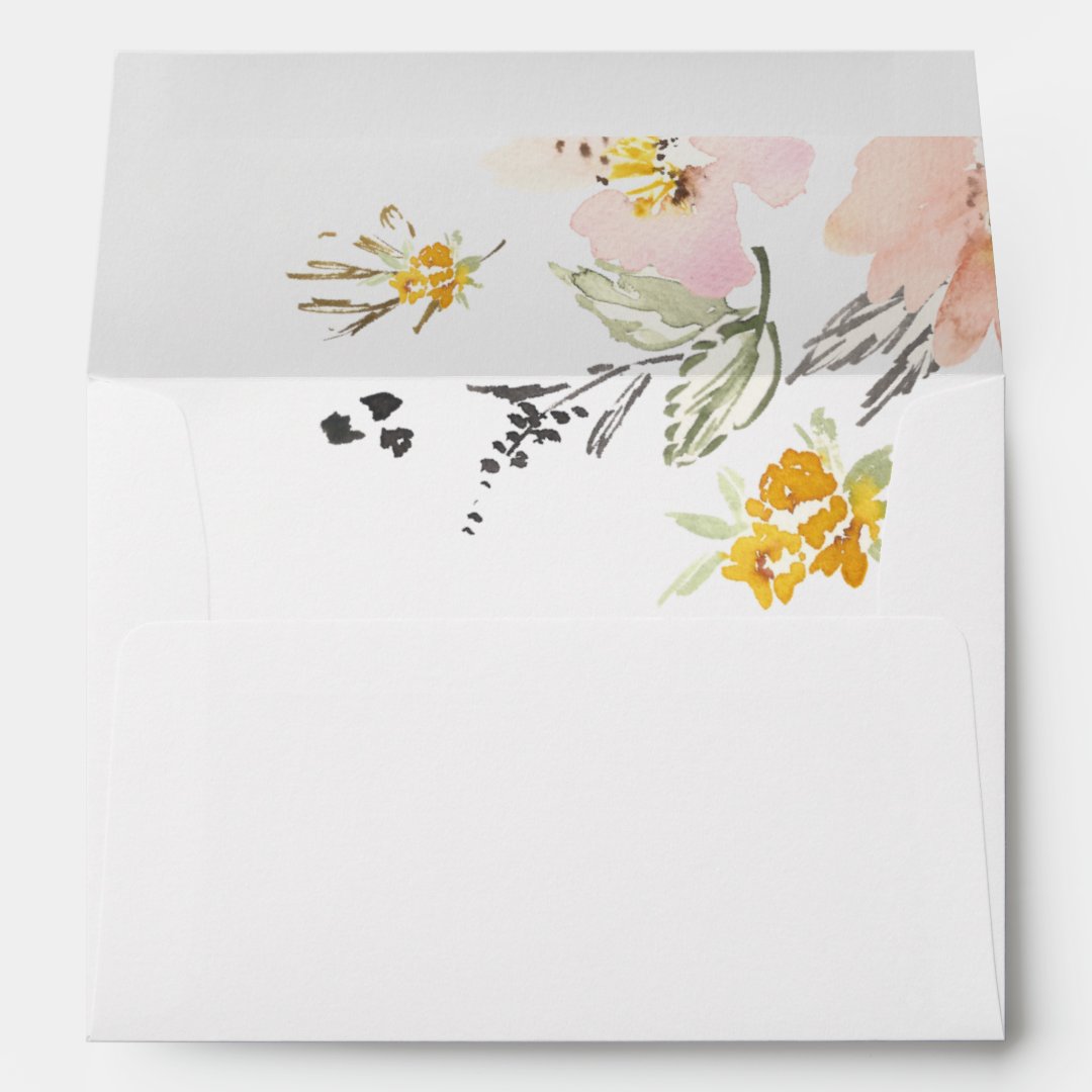Sweet Floral Lined Wedding Invitation Envelope Zazzle