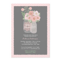 Sweet Floral Mason Jar Pink Baby Shower Invitation