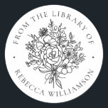 Sweet Floral Modern From the Library of Bookplate<br><div class="desc">This sweet, simple bookplate design features a hand-drawn floral bouquet, classical typography and a circular layout. The clean serif text encircles the the flowers to create an elegant frame. A perfect gift for librarians, teachers, or any book lover. An easy way to add a chic personal touch to your precious...</div>