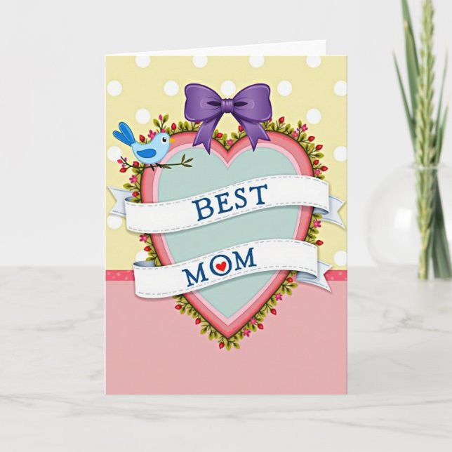 Sweet Floral Mom Hearts Day Card (Front)