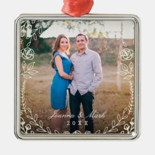 Sweet Floral Monogram Holiday Ornament