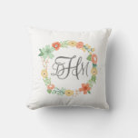 Sweet Floral Monogram Pillow at Zazzle