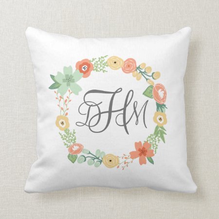 Sweet Floral Monogram Pillow