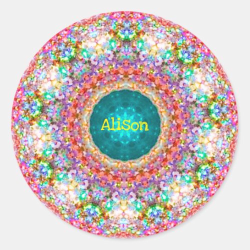  Sweet Floral Pattern  Personalized ALISON  Cla Classic Round Sticker