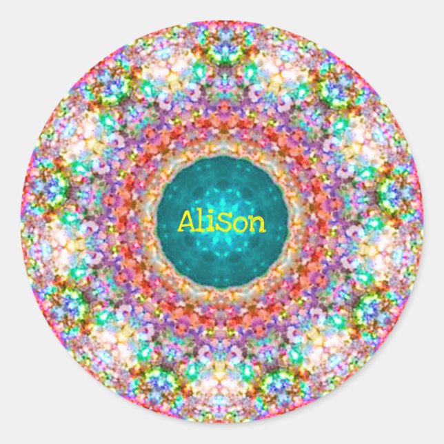 ~ Sweet Floral Pattern ~ Personalized ALISON ~ Cla Classic Round Sticker (Front)