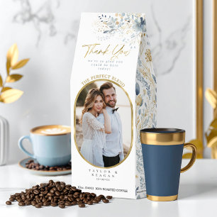 Sweet Floral Photo Thank You Dusty Blue ID1045 Roasted Coffee
