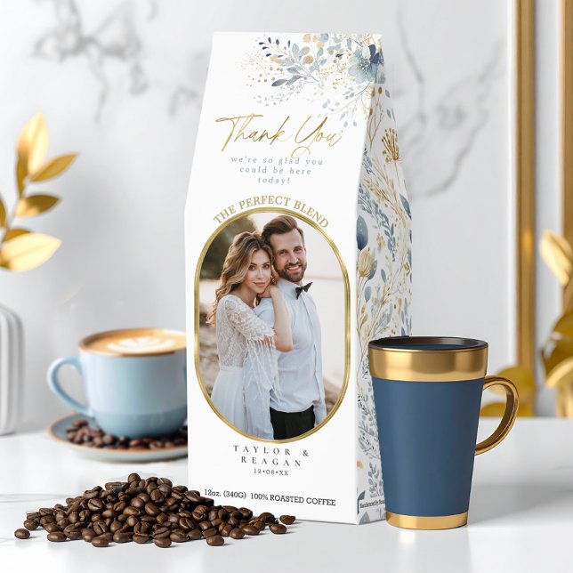 Sweet Floral Photo Thank You Dusty Blue ID1045 Roasted Coffee (Creator Uploaded)