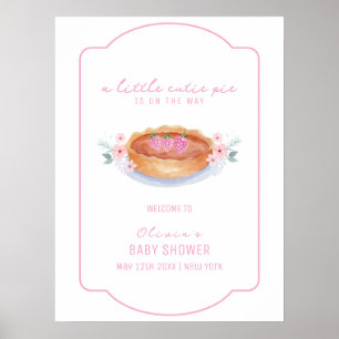 Sweet Floral Pie Raspberry Baby Shower Welcome Poster