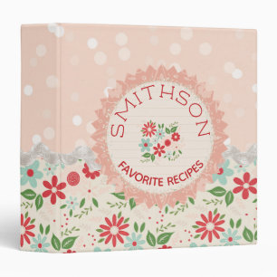 Sweet Floral Recipe 3 Ring Binder