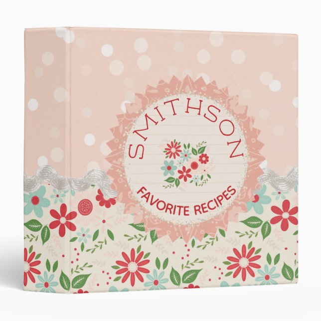 Sweet Floral Recipe 3 Ring Binder (Front/Spine)